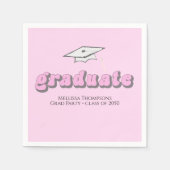 Serviette En Papier Pink Retro Graduation Party Custom Cocktail (Devant)