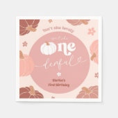 Serviette En Papier Pink Retro Pumpkin 1st Birthday Paper Napkin (Devant)