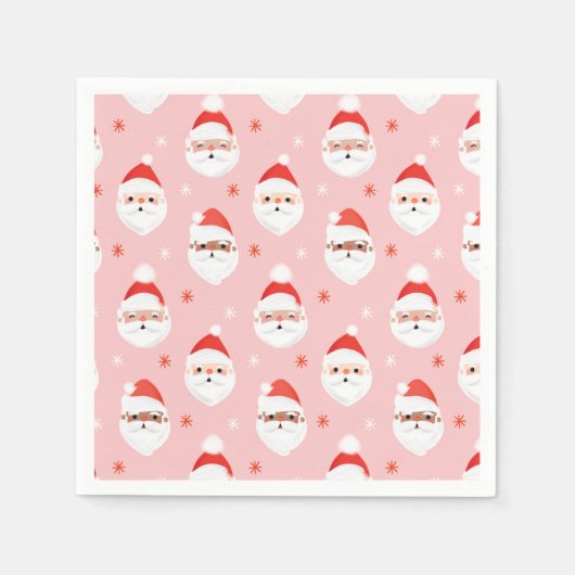 Serviette En Papier Pink Retro Santa Clause Wrapper Papier (Devant)
