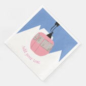 Serviette En Papier Pink Retro Ski Ascenseur Ski Snow Mountain (Coin)