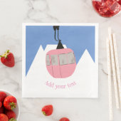 Serviette En Papier Pink Retro Ski Ascenseur Ski Snow Mountain (En situation)