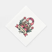 Serviette En Papier Pink Ribbon Sloth Support Vintage Awareness Art (Coin)