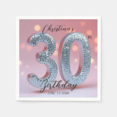 Serviette En Papier Pink & Rose Gold Disco Ball Sparkle 30e anniversai (Devant)