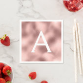 Serviette En Papier Pink Rose Gold Foil & Étincelle Monogram Anniversa (En situation)