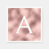 Serviette En Papier Pink Rose Gold Foil & Étincelle Monogram Anniversa (Devant)