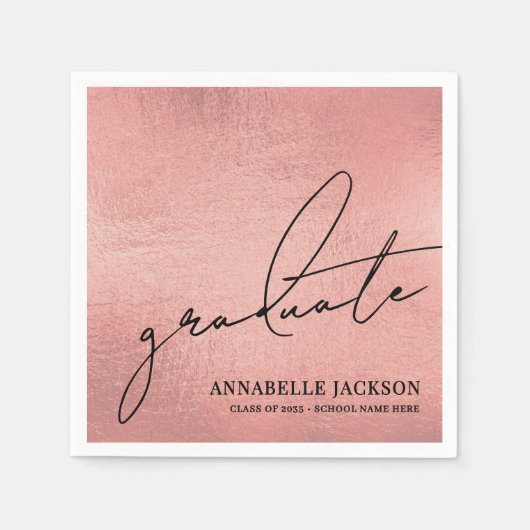 Serviette En Papier Pink Rose Gold Graduation (Devant)