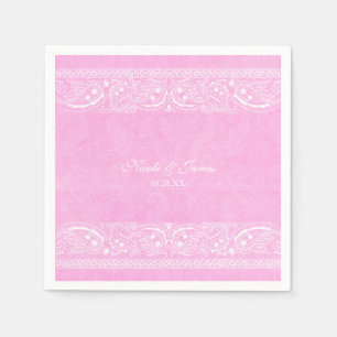 Serviette En Papier Pink Rustique Paisley Country Western Mariage