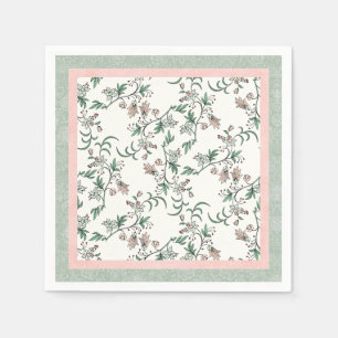 Serviette En Papier Pink Sage Green Floral Vintage Party