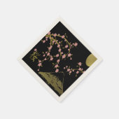 Serviette En Papier Pink Sakura Gold Black Japonais Motif Papier Naple (Coin)
