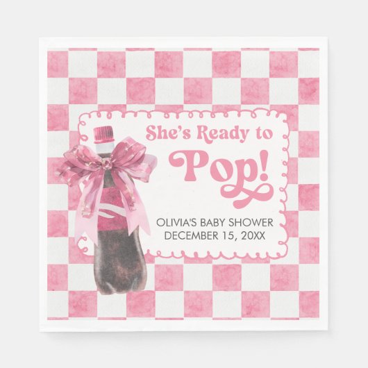 Serviette En Papier Pink She's Ready to Pop Baby Shower (Devant)