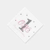 Serviette En Papier Pink & Silver Girls ONE 1er anniversaire (Coin)