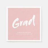 Serviette En Papier Pink Simple Moderne Brush Script Graduation (Devant)