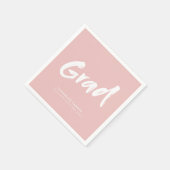 Serviette En Papier Pink Simple Moderne Brush Script Graduation (Coin)