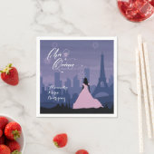 Serviette En Papier Pink & Slate Blue Paris Fireworks Quinceañera (En situation)