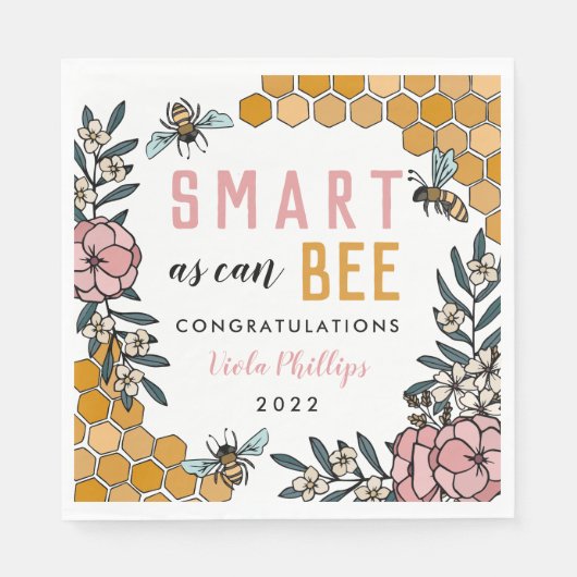 Serviette En Papier Pink Smart comme peut Bee Graduation Party (Devant)