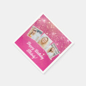 Serviette En Papier Pink Sparkle Photo Collage Filles Anniversaire (Coin)