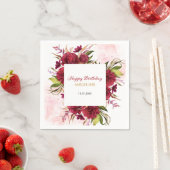 Serviette En Papier Pink Splash Bourgogne Dahlia Rose Anniversaire (En situation)