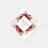 Serviette En Papier Pink Splash Bourgogne Dahlia Rose Anniversaire (Coin)