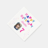 Serviette En Papier Pink Stars Joyeux Anniversaire Fille Photo (Coin)