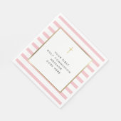 Serviette En Papier Pink Stripe Gold Cross Holy Communion Message (Coin)