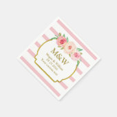 Serviette En Papier Pink Stripes or rose Mariage (Coin)
