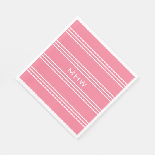 Serviette En Papier Pink Stripes personnalisées monographies serviette (Coin)