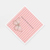 Serviette En Papier Pink Stripes with Butterfly Birthday (Coin)
