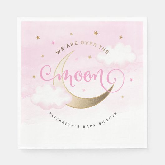 Serviette En Papier Pink sur la lune Papier serviettes (Devant)