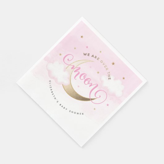 Serviette En Papier Pink sur la lune Papier serviettes (Coin)