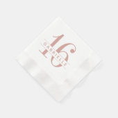 Serviette En Papier Pink Sweet 16 Anniversaire Nom du monogramme (Coin)