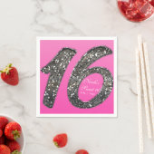Serviette En Papier Pink Sweet 16 Parties scintillant Glam fête d'anni (En situation)