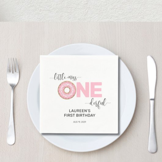 Serviette En Papier Pink Sweet Little MI 1er anniversaire