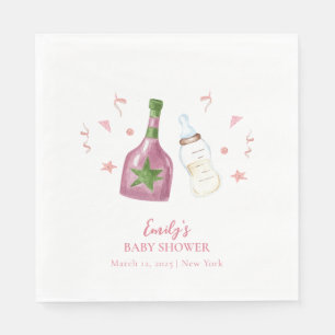 Serviette En Papier Pink Sweet Poppin Champagne Bouteilles Baby shower