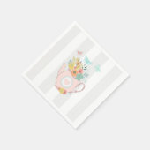 Serviette En Papier Pink Teapot with Flowers & Butterflies (Coin)