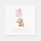 Serviette En Papier Pink Teddy Bear We Can Bearly Wait Baby Shower (Devant)