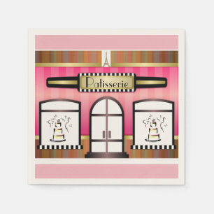 Serviette En Papier Pink Thème Paris Pâtisserie Français Papier Napkin