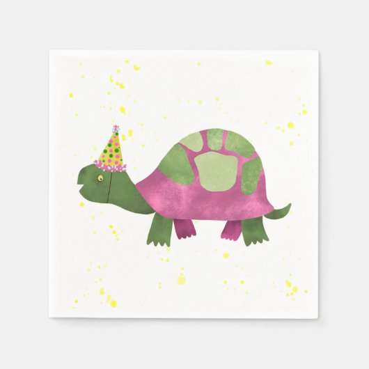 Serviette En Papier Pink Tortoise Party Napkin | Fête d'anniversaire d (Devant)