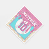 Serviette En Papier Pink & Turquoise Baseball Drip Birthday Party (Coin)