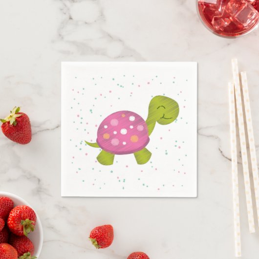 Serviette En Papier Pink Turtle Party Napkin (En situation)
