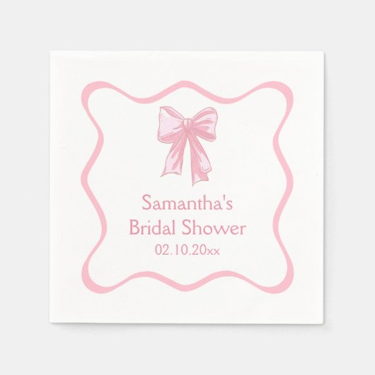 Serviette En Papier Pink Tying Fête des mariées Bow (Devant)