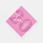 Serviette En Papier Pink Vingt-vingtième 20e fête d'anniversaire (Coin)