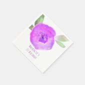 Serviette En Papier Pink violet aquarelle Fleur Anniversaire (Coin)
