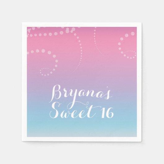 Serviette En Papier Pink violet bleu plongé fête d'anniversaire Person (Devant)