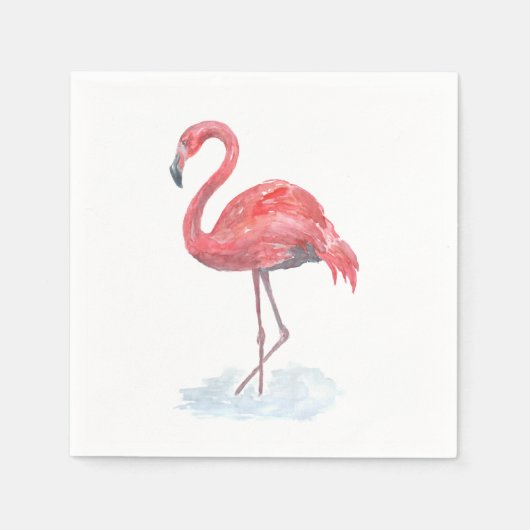 Serviette En Papier Pink watercolor Flamingo . (Devant)