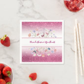 Serviette En Papier Pink Watercolor Floral Flower Wedding (En situation)