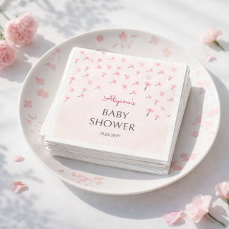 Serviette En Papier Pink Watercolor Floral Minimal Baby Shower