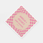 Serviette En Papier Pink Wavy Checker Couples Baby Shower Names (Coin)