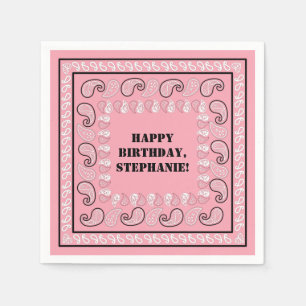 Serviette En Papier Pink Western Bandana Imprimer fête d'anniversaire