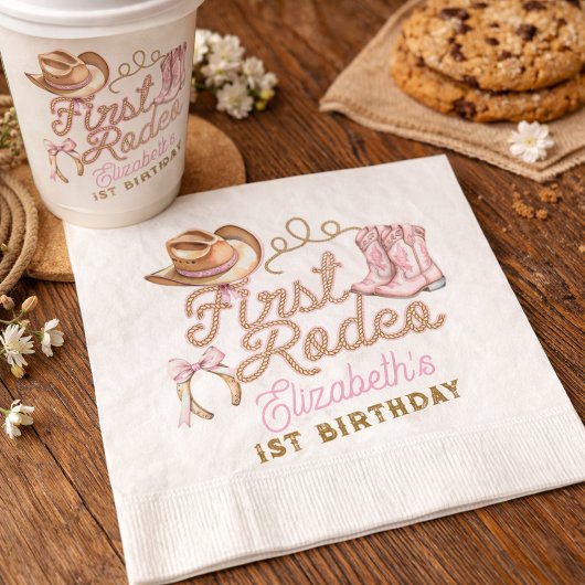 Serviette En Papier Pink Western First Rodeo Birthday