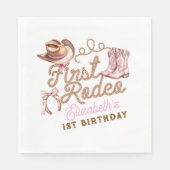Serviette En Papier Pink Western First Rodeo Birthday (Devant)
